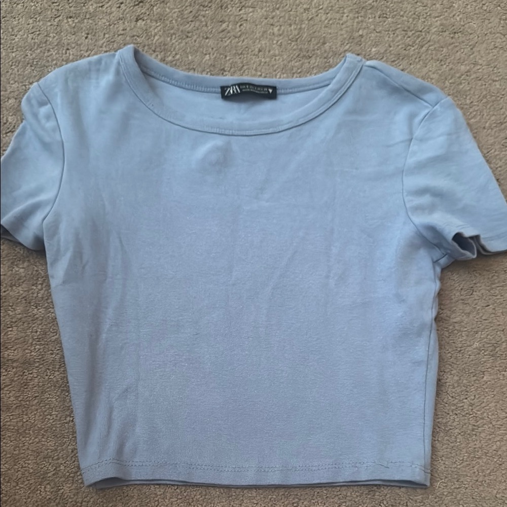 Zara Light Blue Crop Top